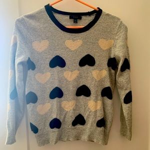 J. Crew Heartbreaker Intarsia Knit Wool Rabbit Hair Blend Sweater Hearts Size M